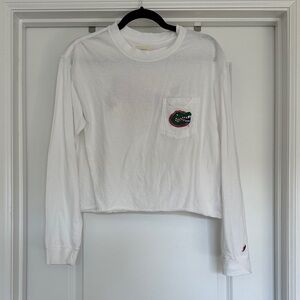 Gators League White Crop Top with Gators Logo - UF